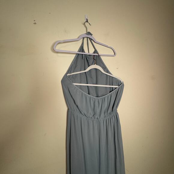 Show Me Your Mumu Heather Halter Dress Steel Blue NWT Size 2XL Maxi Slit Gown - Picture 6 of 10